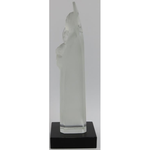 23 - A Lalique frosted glass Madonna and Child. Supported on a black glass base and signed ‘Lalique Franc... 