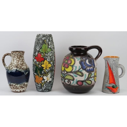 230 - Three West German ceramic jugs and a vase, mid 20th century. 37.5 cm tallest height. 
Condition repo... 