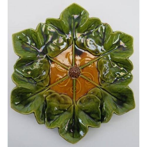 243 - Three Bretby majolica ceramic platters, late 19th/early 20th century. Comprising a lilly pad modelle... 