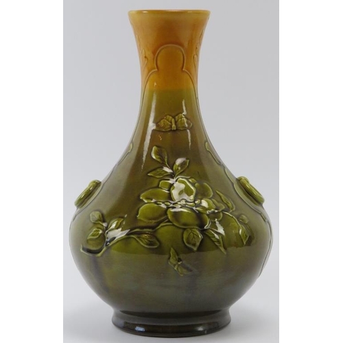 248 - A Bretby yellow and green glazed ceramic vase, late 19th/early 20th century. Numbered 536 with impre... 