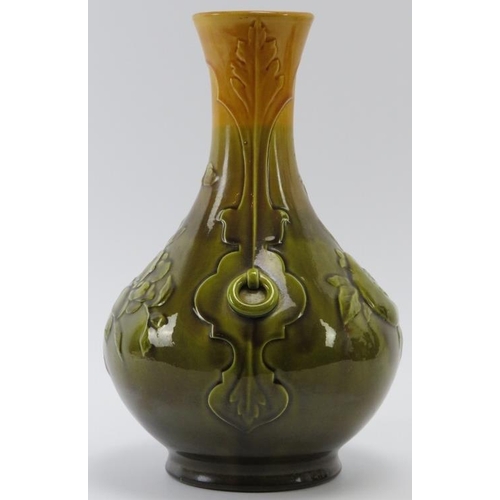 248 - A Bretby yellow and green glazed ceramic vase, late 19th/early 20th century. Numbered 536 with impre... 