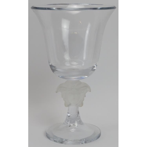 25 - A large Rosenthal meets Versace vase of goblet form. With a frosted glass Medusa head stem and etche... 