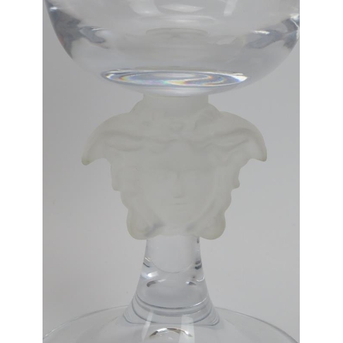 25 - A large Rosenthal meets Versace vase of goblet form. With a frosted glass Medusa head stem and etche... 