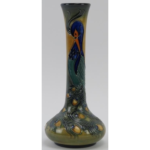 266 - A Moorcroft Peacock’ pattern vase designed by Rachel Bishop, circa 1996. Signed in gold with impress... 