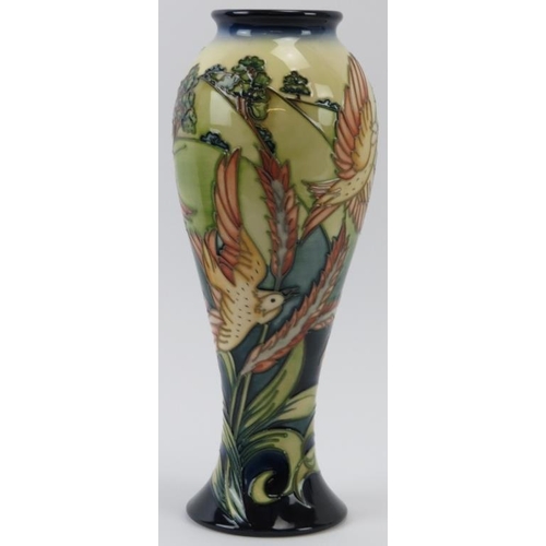 280 - A Moorcroft Lark Ascending pattern vase designed by Philip Gibson, circa 2002. Numbered 320/350. Pai... 