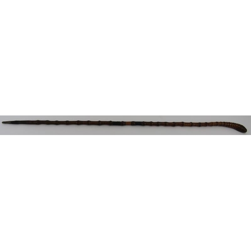 31 - A root handled bamboo swagger sword stick, late 19th/early 20th century. With a single edged blade. ... 