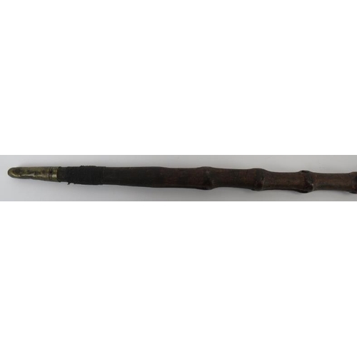 31 - A root handled bamboo swagger sword stick, late 19th/early 20th century. With a single edged blade. ... 