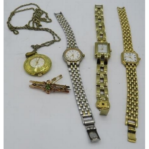 326 - An Accurist, Citizen & Royal ladies wristwatches, a pendant watch on a yellow metal chain and a yell... 