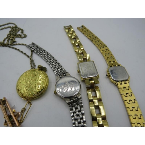 326 - An Accurist, Citizen & Royal ladies wristwatches, a pendant watch on a yellow metal chain and a yell... 