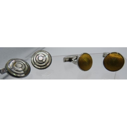 328 - A pair of Dunhill Roadster head lamp silver cufflinks, marked 925 AD and a pair of Charles Tyrwhitt,... 