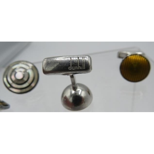 328 - A pair of Dunhill Roadster head lamp silver cufflinks, marked 925 AD and a pair of Charles Tyrwhitt,... 