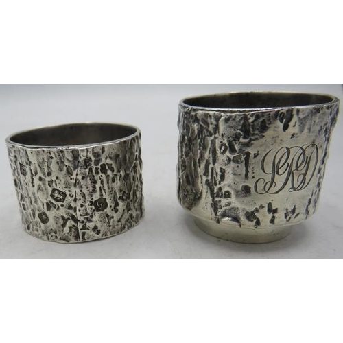 343 - A modern heavy silver egg cup & matching napkin ring, Sheffield 1974, monogrammed, Cooper Brothers &... 