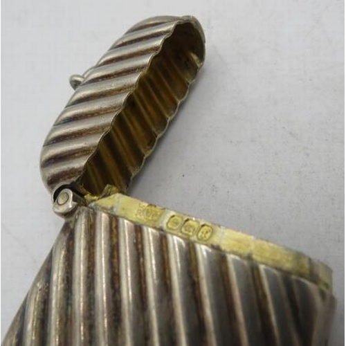 345 - A silver ribbed vesta case 'From Tommy to Tommy', Sheffield 1898.