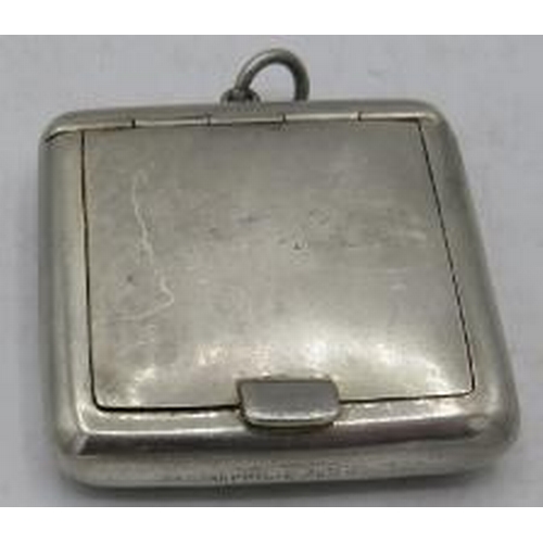 349 - A small square silver compact with mirror and gilded interior, Birmingham 1916. Approx weight 32 gra... 