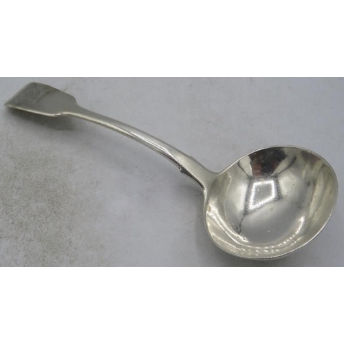 374 - A Georgian silver fiddle pattern sauce ladle, London 1836, John, Henry & Charles Lias. Approx 2.3 tr... 