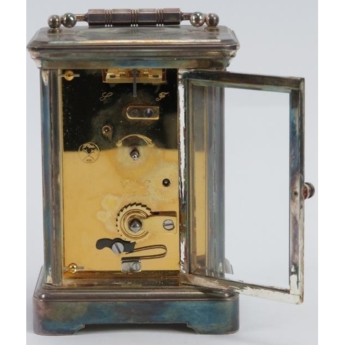 43 - A Mappin and Webb plated silver cased carriage clock, early 21st century. L'epée marked to the movem... 