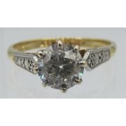 441 - A certificated platinum & 18ct yellow gold diamond solitaire ring, size L. Diamond approx 1.2cts, ap... 