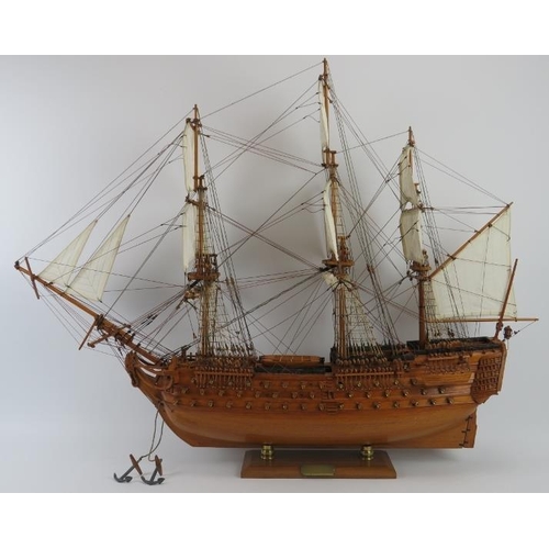 47 - A fine hand crafted oak scale model of the HMS Victory, late 20th century. Built from scratch with i... 