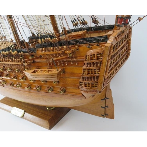 47 - A fine hand crafted oak scale model of the HMS Victory, late 20th century. Built from scratch with i... 