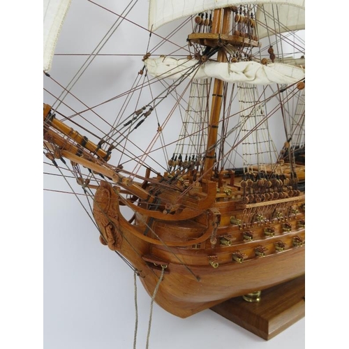 47 - A fine hand crafted oak scale model of the HMS Victory, late 20th century. Built from scratch with i... 