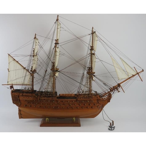 47 - A fine hand crafted oak scale model of the HMS Victory, late 20th century. Built from scratch with i... 