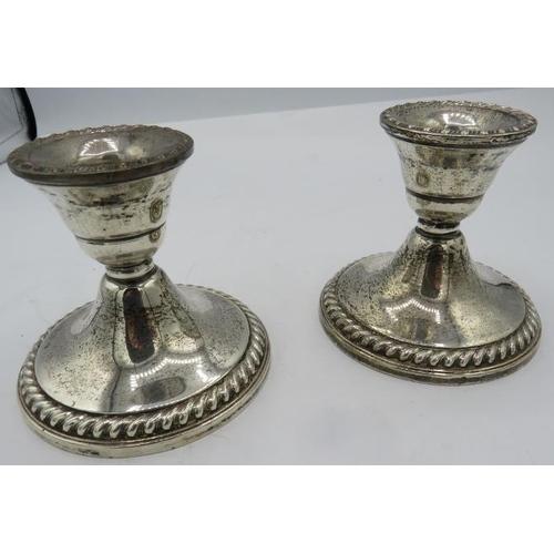 474 - A pair of Cornwell Watrous sterling silver stub candlesticks. Approx 3 1/2