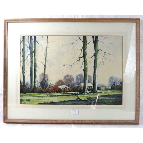 501 - Fitzgerald Arundel (20th Century) - A framed and glazed water colour, 'Winter sunshine Sutton Veny c... 