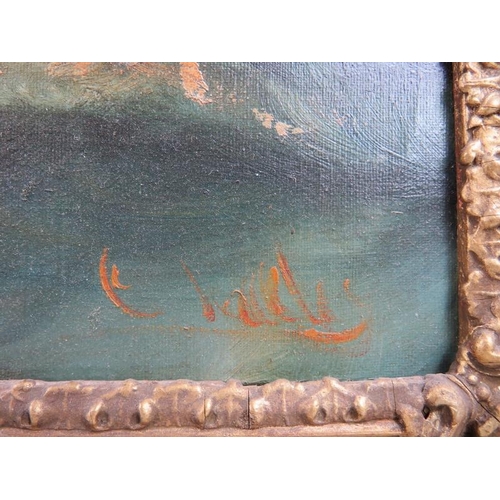 508 - British School (20th century) - 'Three old Warships at Sea', oil on canvas, indistinctly signed in r... 