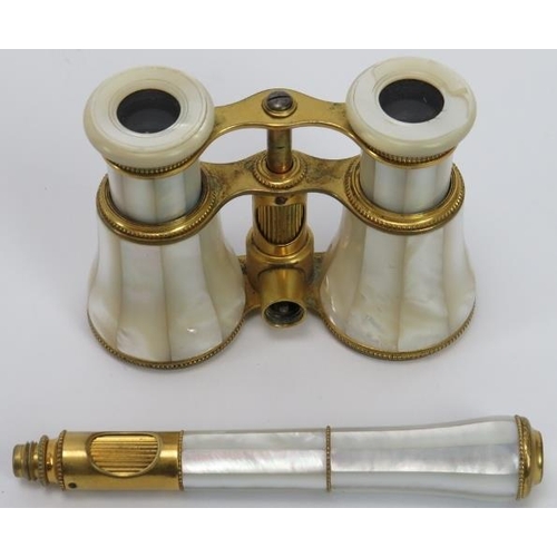 51 - A pair of French mother of pearl opera glasses, late 19th/early 20th century. Probably by Lemaire of... 