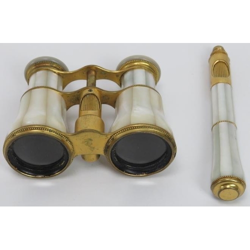 51 - A pair of French mother of pearl opera glasses, late 19th/early 20th century. Probably by Lemaire of... 