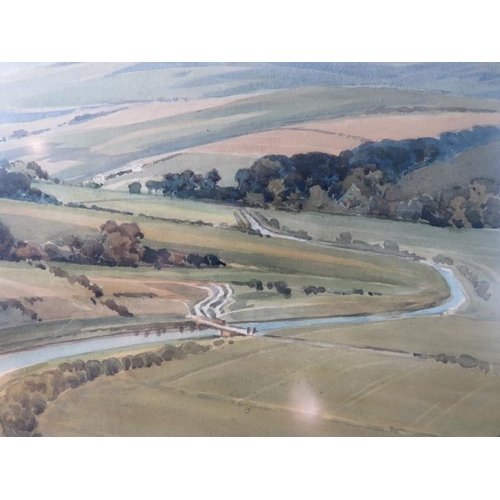 510 - C H Larkin, (Charles Henry b.1839) - Panoramic countryside landscape. 'The Cuckmere Eastbourne' , si... 