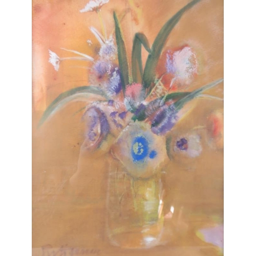 513 - Guti Ferenc (20th century) - A framed and glazed watercolour with pastel, 'still life flowers in a v... 