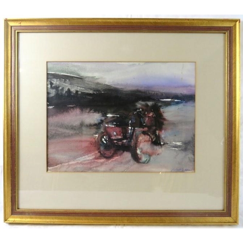 524 - G Baloghy (20th century) - A framed and glazed watercolour, horse and cart on a country track, signe... 