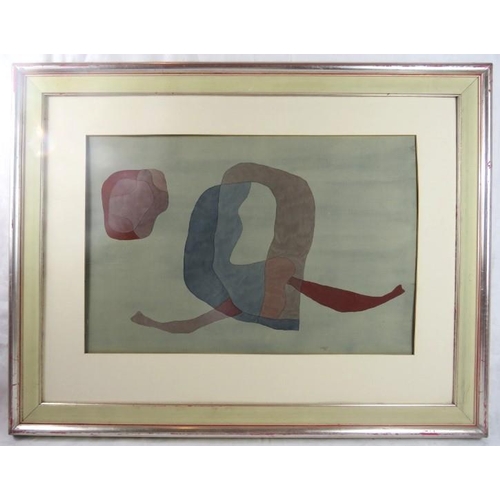 526 - Eva SZABO (Hungarian 1910-1997) - A framed and glazed abstract watercolour entitled 'Omphalos', sign... 