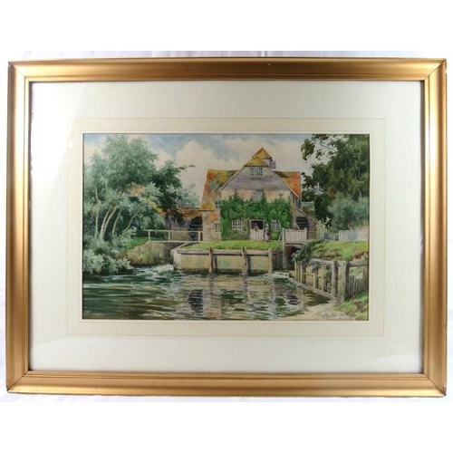 541 - Richard William Halfnight RA (1855 - 1925) - 'Watermill', watercolour, signed, 34cm x 52cm, framed.