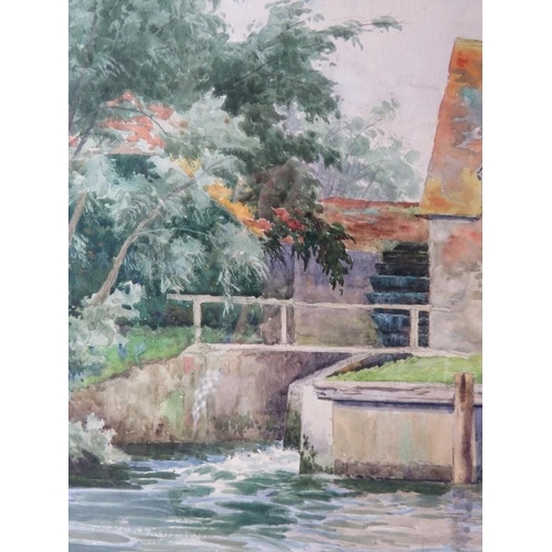 541 - Richard William Halfnight RA (1855 - 1925) - 'Watermill', watercolour, signed, 34cm x 52cm, framed.