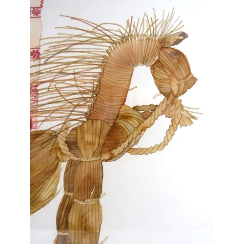 547 - Kay Ellis (Contemporary) -'Straw Horse', watercolour, signed, further info verso, 35cm x 56cm, frame... 