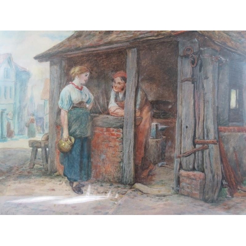 548 - John Dawson Watson RWS RBA (1832-1895) - 'The Village Smithy', watercolour, signed with initials, da... 