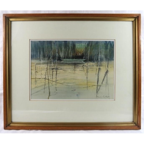 551 - Charles Bartlett (1921-2014) - A framed and glazed watercolour, entitled 'The Punt', signed Charles ... 