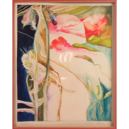 552 - Agnes Szabo (20th century) - A framed and glazed watercolour, entitled 'Poppy', signed and dated 80 ... 