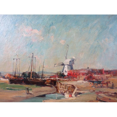 562 - Edward Aubrey Hunt (1855-1922) - A pair framed oils on board, Rye harbour scenes, each signed lower ... 