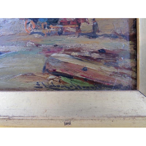 562 - Edward Aubrey Hunt (1855-1922) - A pair framed oils on board, Rye harbour scenes, each signed lower ... 