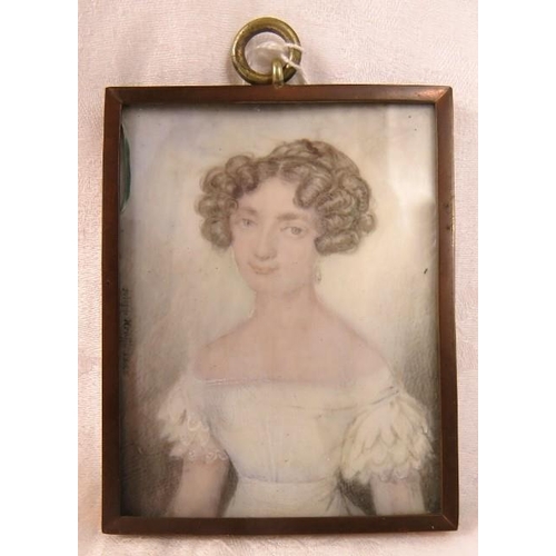 563 - 19th Century portrait miniature, 'study of a young lady', signed middle left Joseph Kraft 1825.
Cond... 