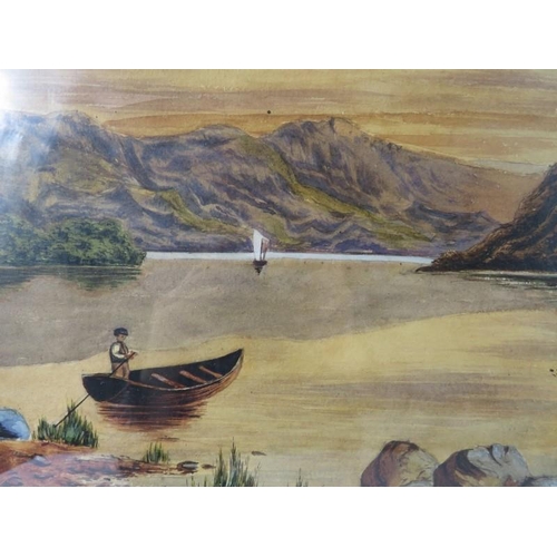 573 - E Earp (1851-1945) - A framed and glazed watercolour, lock scene with figure in a boat, signed lower... 