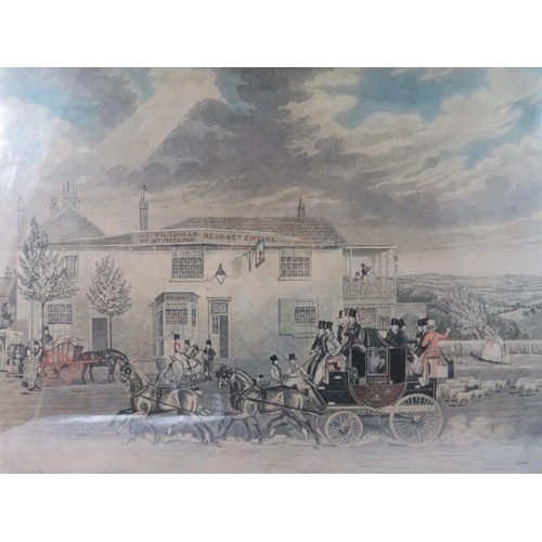 575 - 19th Century, framed and glazed print, coaching scene, a view on the Highgate Road, published by J. ... 