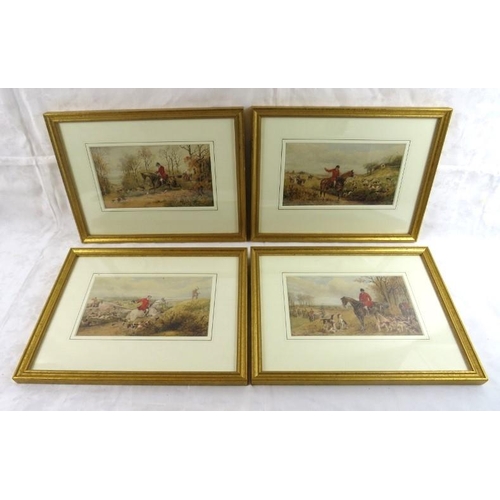 583 - W H Temple (19th century) - Four framed and glazed, watercolours, hunting scenes, 3 signed W H Templ... 