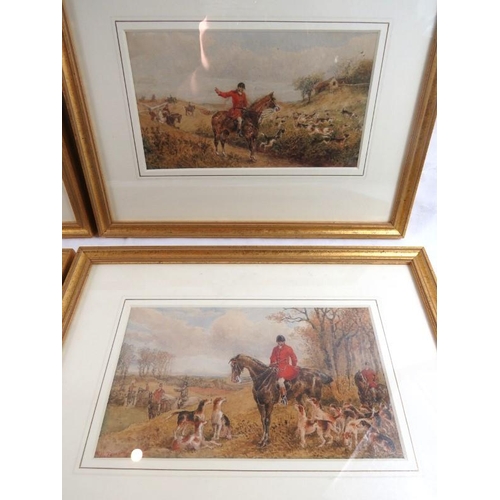 583 - W H Temple (19th century) - Four framed and glazed, watercolours, hunting scenes, 3 signed W H Templ... 