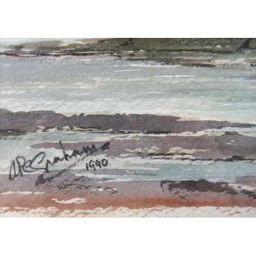 584 - A.P.E. Graham (1990) - 'Coastal landscape', watercolour, signed and dated, 24.5cm x 34cm, framed.
Co... 