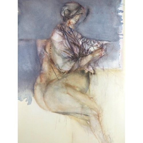 587 - Peter Kovacs Hungarian (1943) - A framed watercolour, study of a semi clad figure, signed and dated ... 