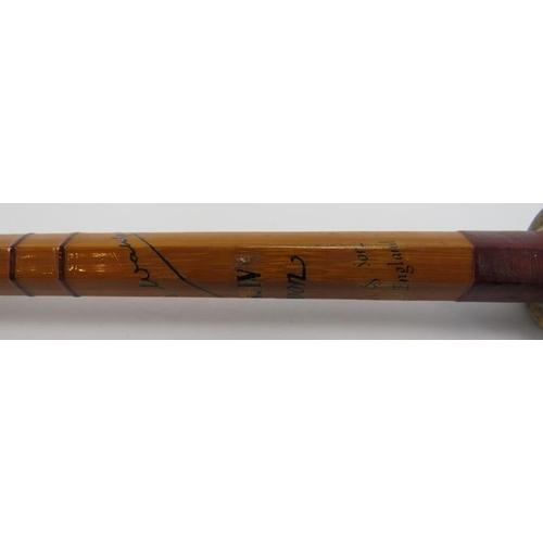 59 - A vintage 'Richard Walker Mk IV' Avon split cane fishing rod by B James & Son of London. Original B ... 